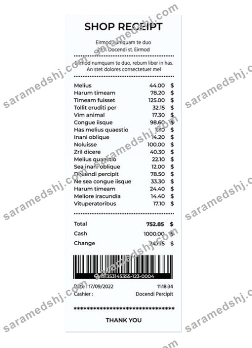 SHOP payment check template
